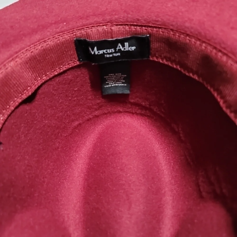 Marcus Adler Burgundy Fedora Wide Brim Hat Black Trim